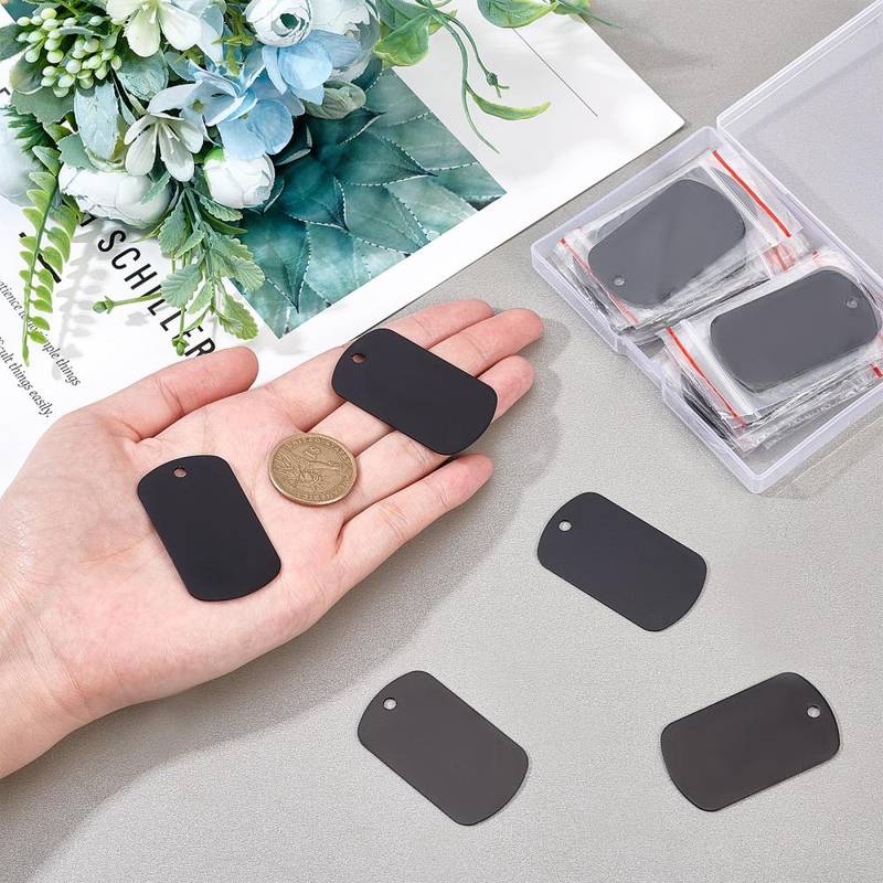 Rectangle Metal Pendant - Anodized black