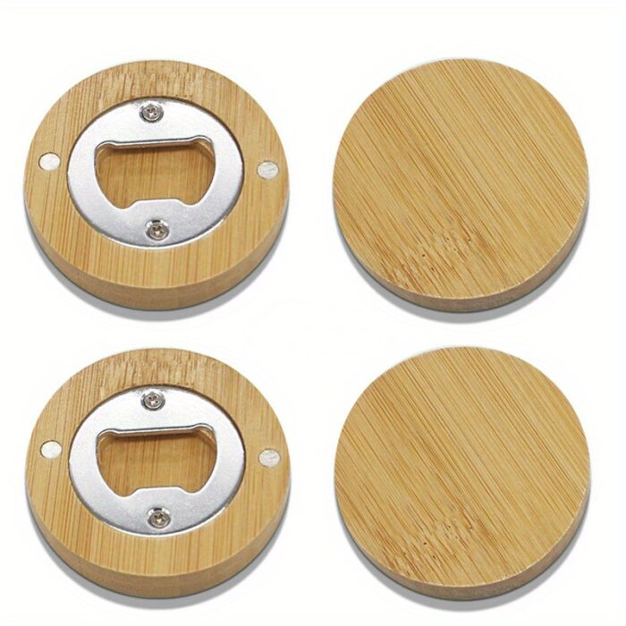 Bamboo Magnetic Round bottle opener