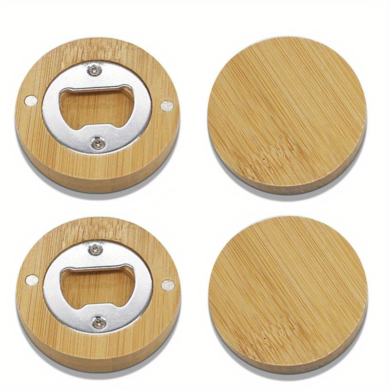 Bamboo Magnetic Round bottle opener