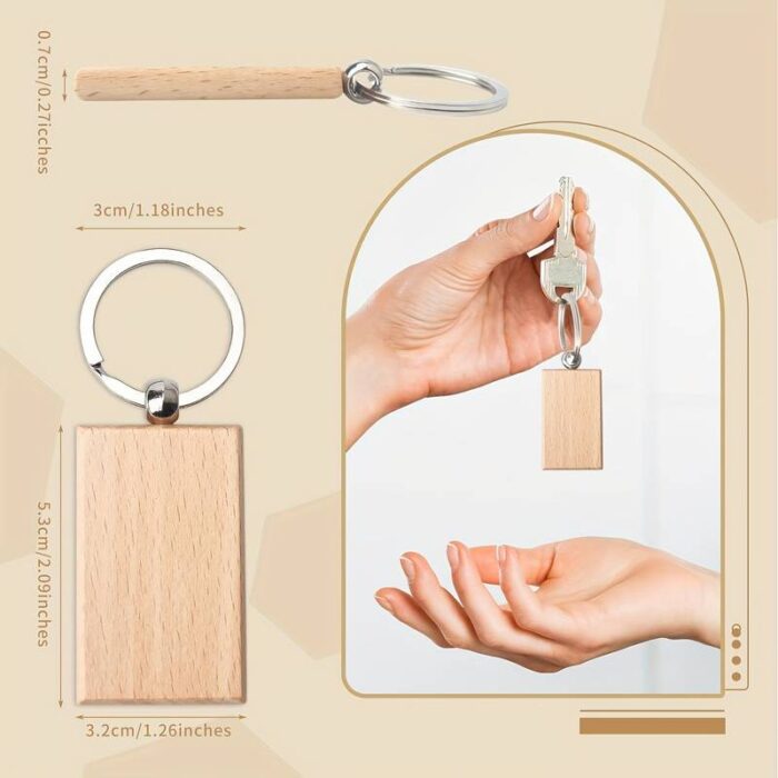 Rectangle Light Wooden Key Chains - Image 2