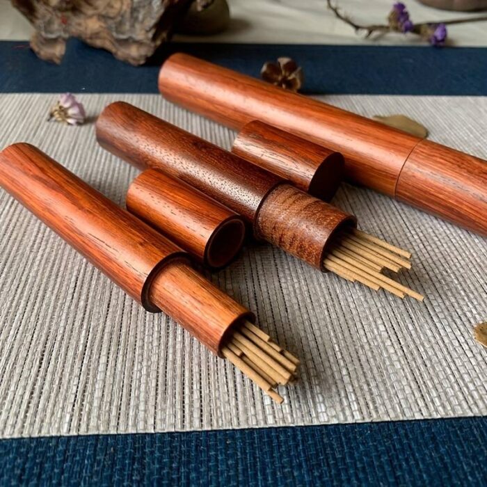 Vintage Wooden Incense Holder with Lid - Image 2