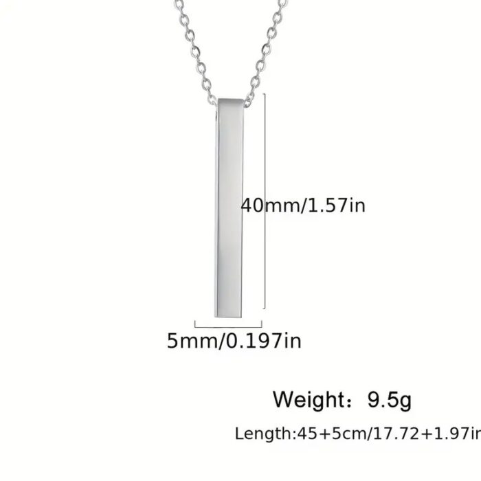 Stainless Steel Wishing Bar Pendant Necklace - Image 3