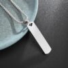 Stainless Steel High Polished Rectangle Tag Pendant - Silver - Image 4