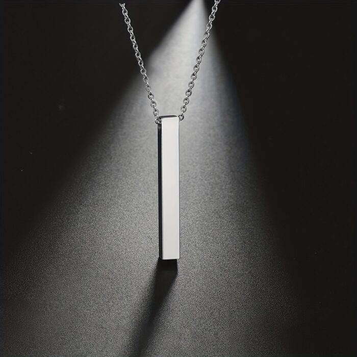 Stainless Steel Wishing Bar Pendant Necklace - Image 4
