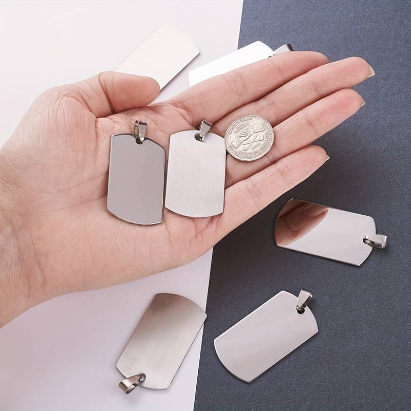 Rectangle Metal Pendant - Silver