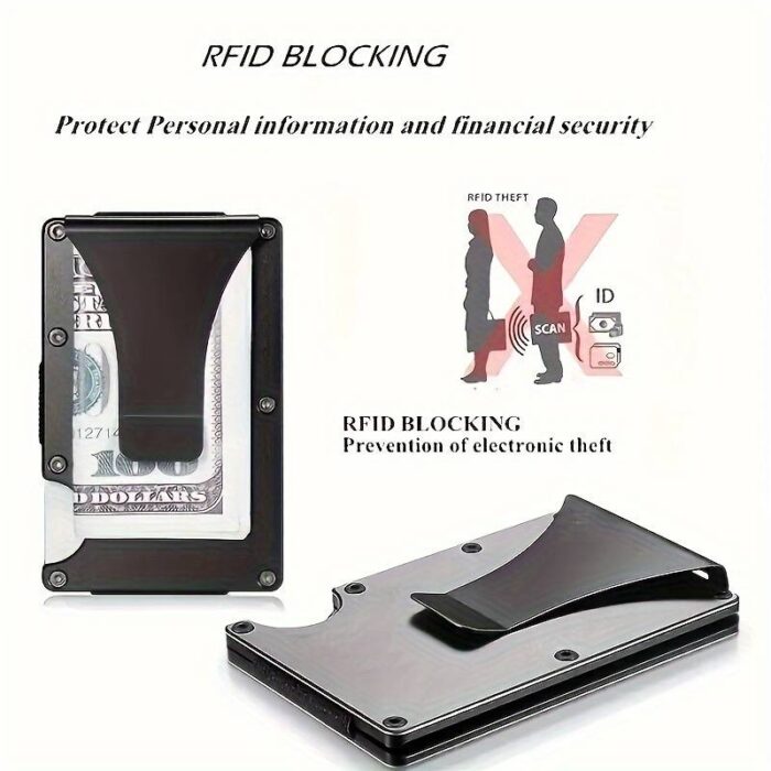 Metal Card Wallet with Money Clip - Anodized Black - Image 2