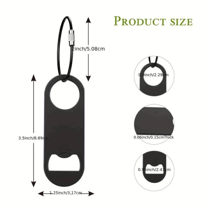 Stainless Steel Flat Bottle Opener With Keychain - Image 3