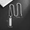 Stainless Steel High Polished Rectangle Tag Pendant - Black - Image 2