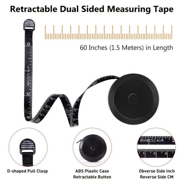 Retractable Soft Tape Measure - Double-Sided 60in/150cm - White - Image 4