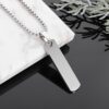 Stainless Steel High Polished Rectangle Tag Pendant - Silver - Image 3