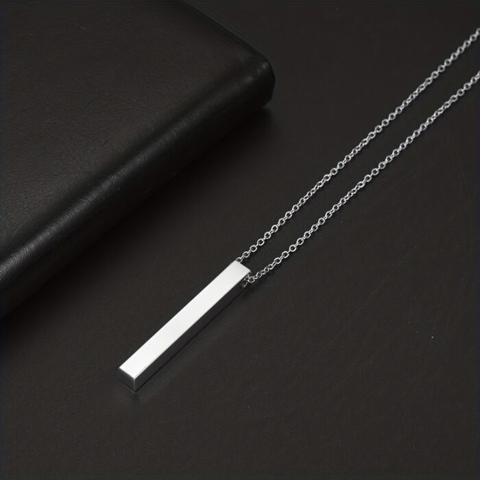 Stainless Steel Wishing Bar Pendant Necklace - Image 2