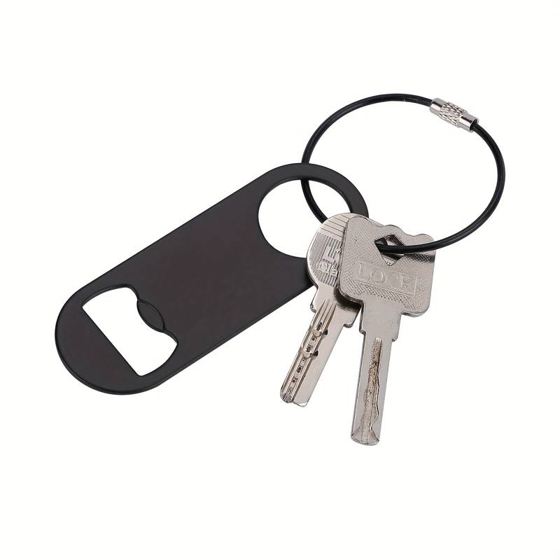 Stainless Steel Flat Bottle Opener With Keychain