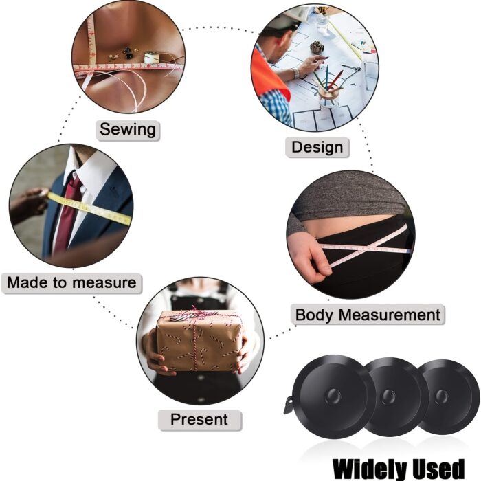 Retractable Soft Tape Measure - Double-Sided 60in/150cm - White - Image 3