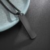 Stainless Steel High Polished Rectangle Tag Pendant - Black - Image 3